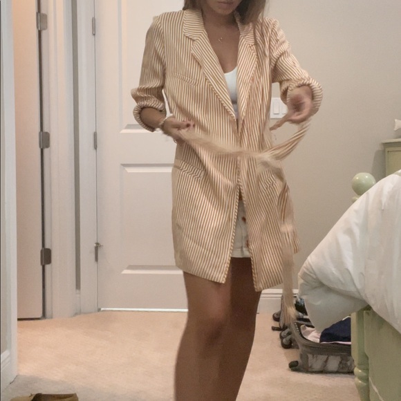 Yellow Pinstripe Arrive Clothing (Now Afrm) Blazer - Picture 9 of 15